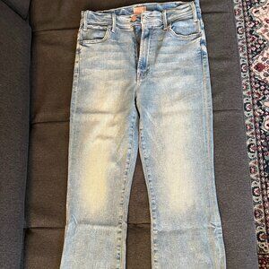 MOTHER The Hustler High-Rise Ankle Fray Crop Jeans